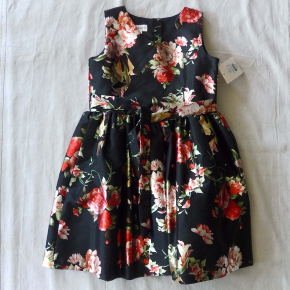 NWT Mia & Mimi Girls L (10) Satin Floral Dress with Crinoline - Picture 1 of 13